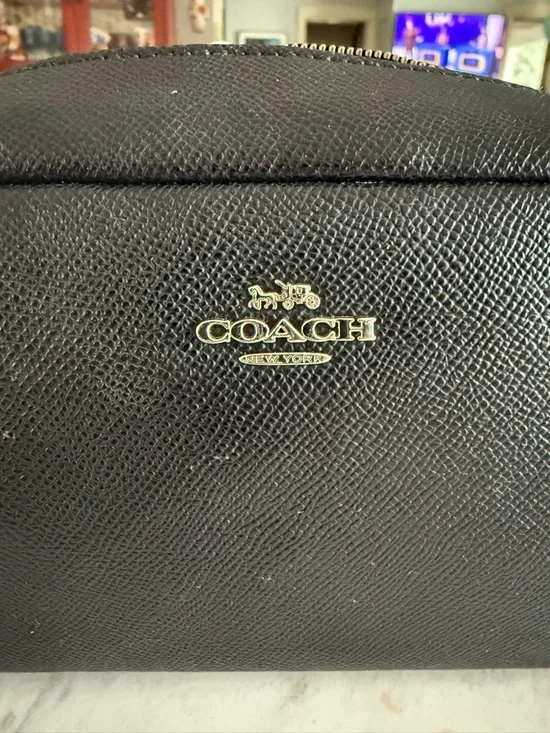 Coach *Project* Black Saffiano Leather Toiletry Pouch with Silver Logo - Picture 2 of 11